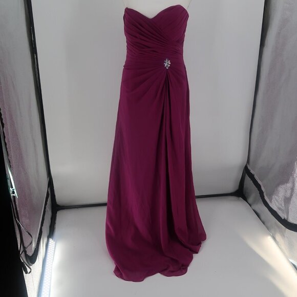 Mori Lee Purple Strapless Gown Rhinestone Detail Size 16